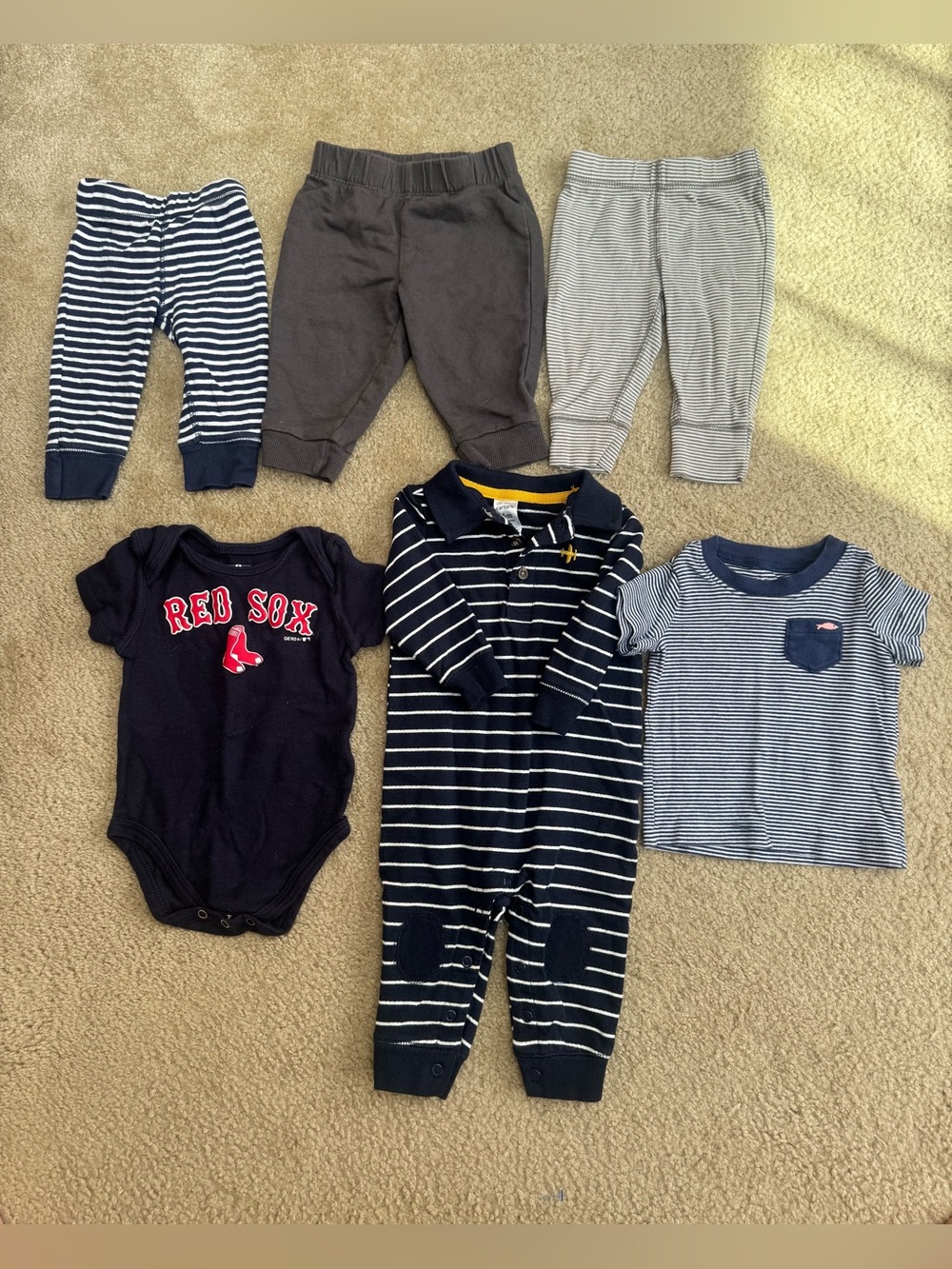 Carter's 6 Month Baby bundle Navy and White & tan